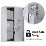 Medicine Cabinet Lockable 12"x20", Stainless Steel, 3 Tier with Shelves for Bathroom Storage - Image 4