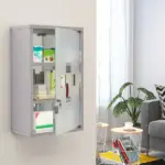 Medicine Cabinet Lockable 12"x20", Stainless Steel, 3 Tier with Shelves for Bathroom Storage - Image 9