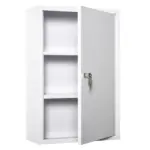 Medicine Cabinet Steel Wall Mount 24x16 3-Tier Storage Lockable White - Image 2