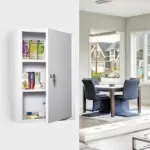 Medicine Cabinet Steel Wall Mount 24x16 3-Tier Storage Lockable White - Image 3