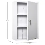 Medicine Cabinet Steel Wall Mount 24x16 3-Tier Storage Lockable White - Image 4