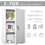 Medicine Cabinet Steel Wall Mount 24x16 3-Tier Storage Lockable White - Image 6