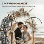 Metal Arch Backdrop Stand Set of 3, 7/6.5/6 ft Wedding Arch Frame, Balloon Backdrop Arch Stand Set for Birthday Party, Bridal Shower, Graduation, Ceremony, Banquet Decorations, Black - Image 4