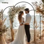 Metal Arch Backdrop Stand Set of 3, 7/6.5/6 ft Wedding Arch Frame, Balloon Backdrop Arch Stand Set for Birthday Party, Bridal Shower, Graduation, Ceremony, Banquet Decorations, Black - Image 6