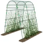 Outsunny Metal Arch Garden Trellis for Climbing Plants, A-Frame with Net, 57"x66"x81", Green Outdoor Decor - Image 11
