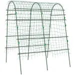 Outsunny Metal Arch Garden Trellis for Climbing Plants, A-Frame with Net, 57"x66"x81", Green Outdoor Decor - Image 12