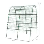 Outsunny Metal Arch Garden Trellis for Climbing Plants, A-Frame with Net, 57"x66"x81", Green Outdoor Decor - Image 3