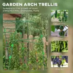Outsunny Metal Arch Garden Trellis for Climbing Plants, A-Frame with Net, 57"x66"x81", Green Outdoor Decor - Image 4
