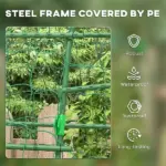 Outsunny Metal Arch Garden Trellis for Climbing Plants, A-Frame with Net, 57"x66"x81", Green Outdoor Decor - Image 6