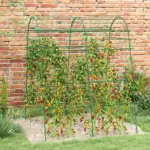 Outsunny Metal Arch Garden Trellis for Climbing Plants, A-Frame with Net, 57"x66"x81", Green Outdoor Decor - Image 10