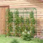 Metal Arch Trellis for Climbing Plants A-Frame with Net Outdoor Garden Green 17 x 72 x 72 - Image 2