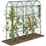Metal Arch Trellis for Climbing Plants A-Frame with Net Outdoor Garden Green 17 x 72 x 72 - Image 11