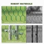 Metal Chicken Coop, 26' x 10' x 6.4' Large Chicken Run with Feeding Door, Waterproof Cover, Hanging Feeder, Perch - Image 6