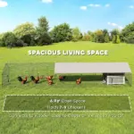 PawHut Metal Chicken Coop, Large Chicken Run with Water-Resistant and Anti-UV Cover for 7-9 Hens, Outdoor Hen House with 10 Doors - Image 3
