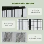 PawHut Metal Chicken Coop, Large Chicken Run with Water-Resistant and Anti-UV Cover for 7-9 Hens, Outdoor Hen House with 10 Doors - Image 5