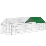 PawHut Metal Chicken Coop with Cover for Backyard Small Animals Duck Rabbit, 106" x 29.5" x 29.5", Green