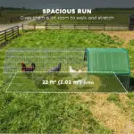 PawHut Metal Chicken Coop with Cover for Backyard Small Animals Duck Rabbit, 106" x 29.5" x 29.5", Green - Image 3