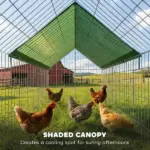 PawHut Metal Chicken Coop with Cover for Backyard Small Animals Duck Rabbit, 106" x 29.5" x 29.5", Green - Image 5