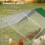 PawHut Metal Chicken Coop with Cover for Backyard Small Animals Duck Rabbit, 106" x 29.5" x 29.5", Green - Image 6