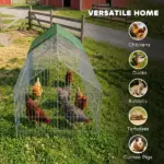 PawHut Metal Chicken Coop with Cover for Backyard Small Animals Duck Rabbit, 106" x 29.5" x 29.5", Green - Image 7