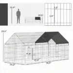 PawHut Metal Chicken Coop with Cover for Backyard Small Animals Duck Rabbit, 71" x 29.5" x 29.5", Black - Image 2