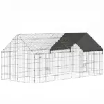 PawHut Metal Chicken Coop with Cover for Backyard Small Animals Duck Rabbit, 71" x 29.5" x 29.5", Black
