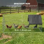 PawHut Metal Chicken Coop with Cover for Backyard Small Animals Duck Rabbit, 71" x 29.5" x 29.5", Black - Image 3