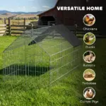 PawHut Metal Chicken Coop with Cover for Backyard Small Animals Duck Rabbit, 71" x 29.5" x 29.5", Black - Image 7