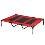 Metal Frame Elevated Pet Bed 48" x 46" Folding Dog Cot Summer Cooling Red - Image 11