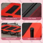 Metal Frame Elevated Pet Bed 48" x 46" Folding Dog Cot Summer Cooling Red - Image 6