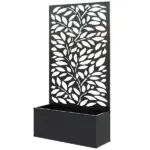 Outsunny 24 Inch Metal Garden Bed with Leaf Cutout Trellis 8 Gallon Black