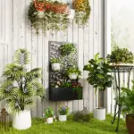 Outsunny 24 Inch Metal Garden Bed with Leaf Cutout Trellis 8 Gallon Black - Image 2