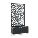 Outsunny 24 Inch Metal Garden Bed with Leaf Cutout Trellis 8 Gallon Black - Image 3