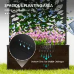 Outsunny 24 Inch Metal Garden Bed with Leaf Cutout Trellis 8 Gallon Black - Image 4