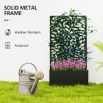 Outsunny 24 Inch Metal Garden Bed with Leaf Cutout Trellis 8 Gallon Black - Image 6