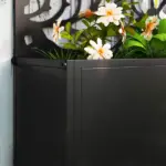 Outsunny 24 Inch Metal Garden Bed with Leaf Cutout Trellis 8 Gallon Black - Image 9