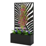 24 Inch Metal Garden Bed with Trellis for Climbing Plants, Model 84H-521V00BK