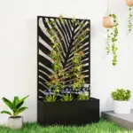 24 Inch Metal Garden Bed with Trellis for Climbing Plants, Model 84H-521V00BK - Image 2