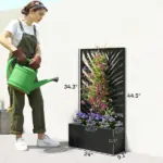 24 Inch Metal Garden Bed with Trellis for Climbing Plants, Model 84H-521V00BK - Image 3