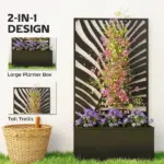 24 Inch Metal Garden Bed with Trellis for Climbing Plants, Model 84H-521V00BK - Image 4