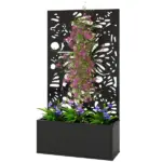 24 Inch Metal Garden Bed with Trellis for Climbing Plants, Model 84H-528V00BK