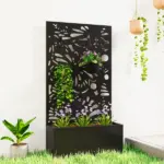 24 Inch Metal Garden Bed with Trellis for Climbing Plants, Model 84H-528V00BK - Image 2