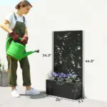 24 Inch Metal Garden Bed with Trellis for Climbing Plants, Model 84H-528V00BK - Image 3