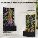 24 Inch Metal Garden Bed with Trellis for Climbing Plants, Model 84H-528V00BK - Image 5