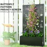 24 Inch Metal Garden Bed with Trellis for Climbing Plants, Model 84H-528V00BK - Image 6