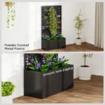 24 Inch Metal Garden Bed with Trellis for Climbing Plants, Model 84H-528V00BK - Image 7