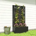 24 Inch Metal Garden Bed with Trellis for Climbing Plants, Model 84H-528V00BK - Image 9