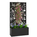 24 Inch Metal Garden Bed with Trellis for Climbing Plants, Model 84H-528V00BK - Image 11