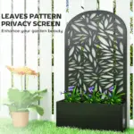 Outsunny 24 Inch Metal Garden Bed with Curved Leaf Trellis 7.7 Gallon Black - Image 6