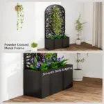 Outsunny 24 Inch Metal Garden Bed with Curved Leaf Trellis 7.7 Gallon Black - Image 7